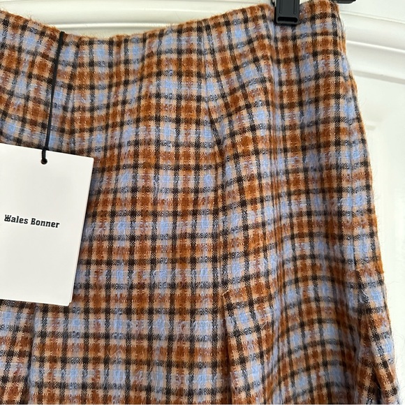 WALES BONNER
Sitar Plaid Mirror-Embellished Pleated Skirt - Picture 7 of 10